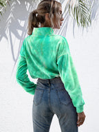 Tie-dye Quarter Zip Dropped Shoulder Sweatshirt (8)