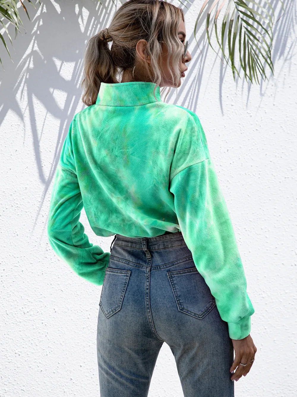 Tie-dye Quarter Zip Dropped Shoulder Sweatshirt (8)