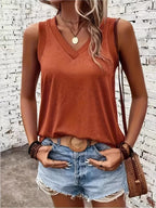 V-neck Ribbed Trim Tank (3)