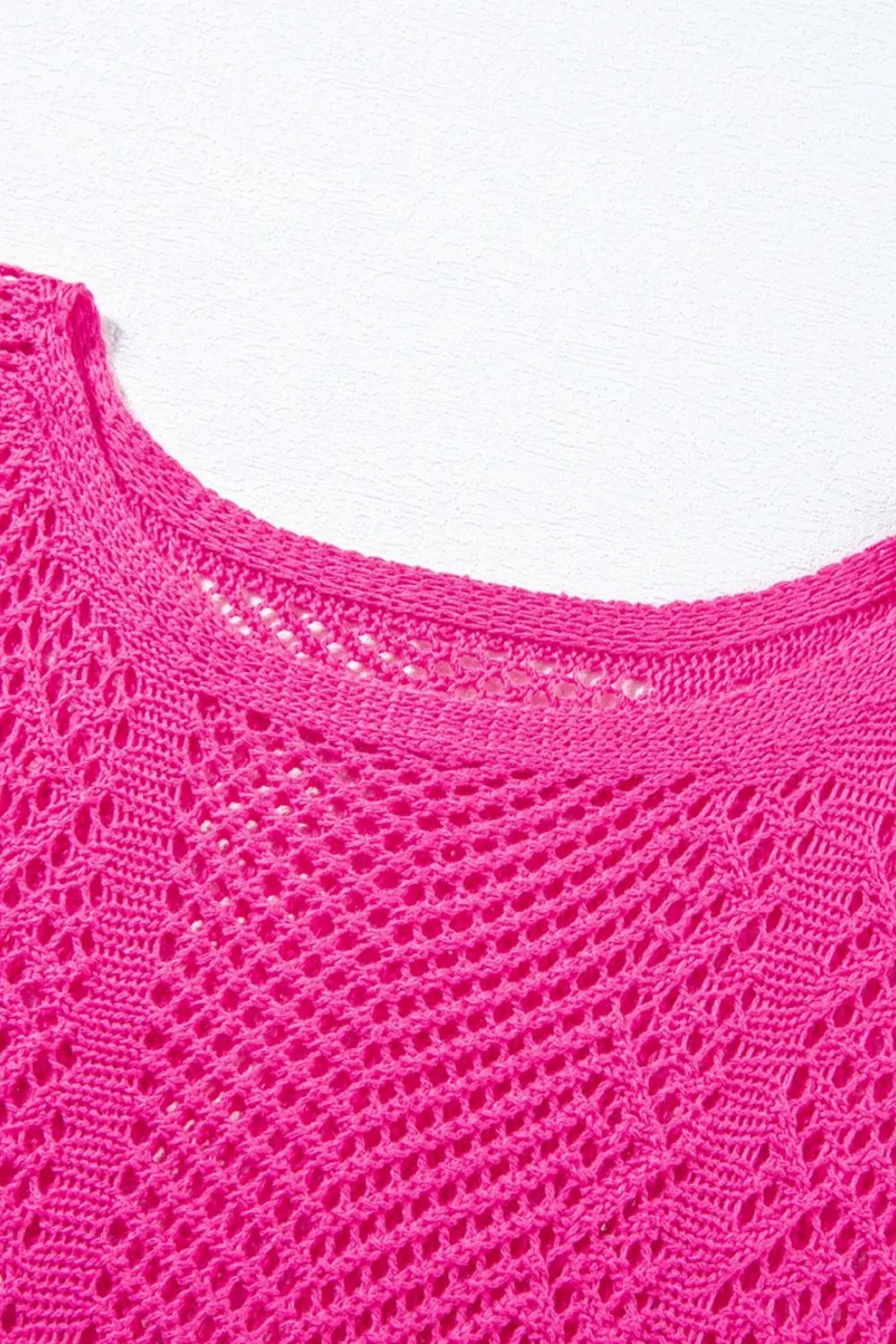 Scallop Edge Half Sleeve Pointelle Knit Top (5)
