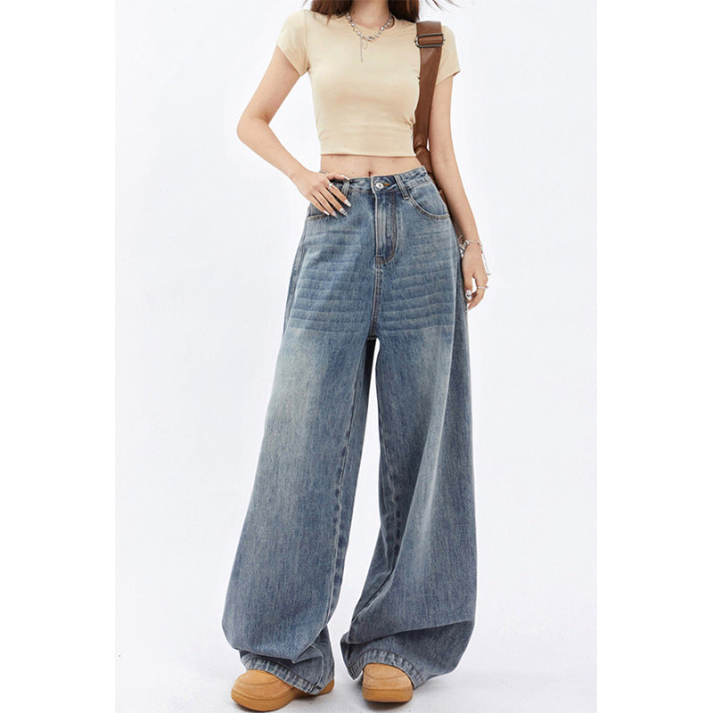 High Waist Wide Leg Jeans Baggy Straight Trousers photo 3
