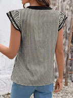 Striped Ruffle Sleeve Blouse (3)