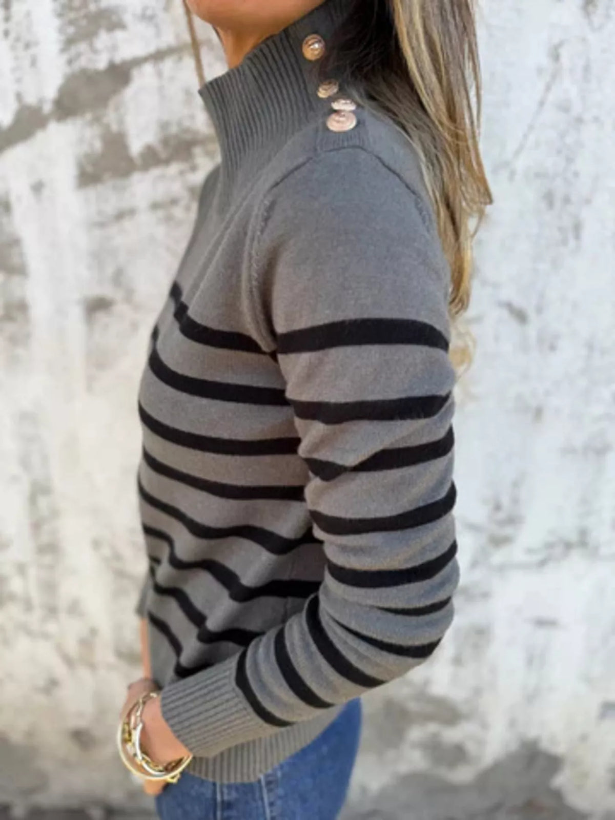 Full Size Striped Turtleneck Long Sleeve Sweater Plus (13)