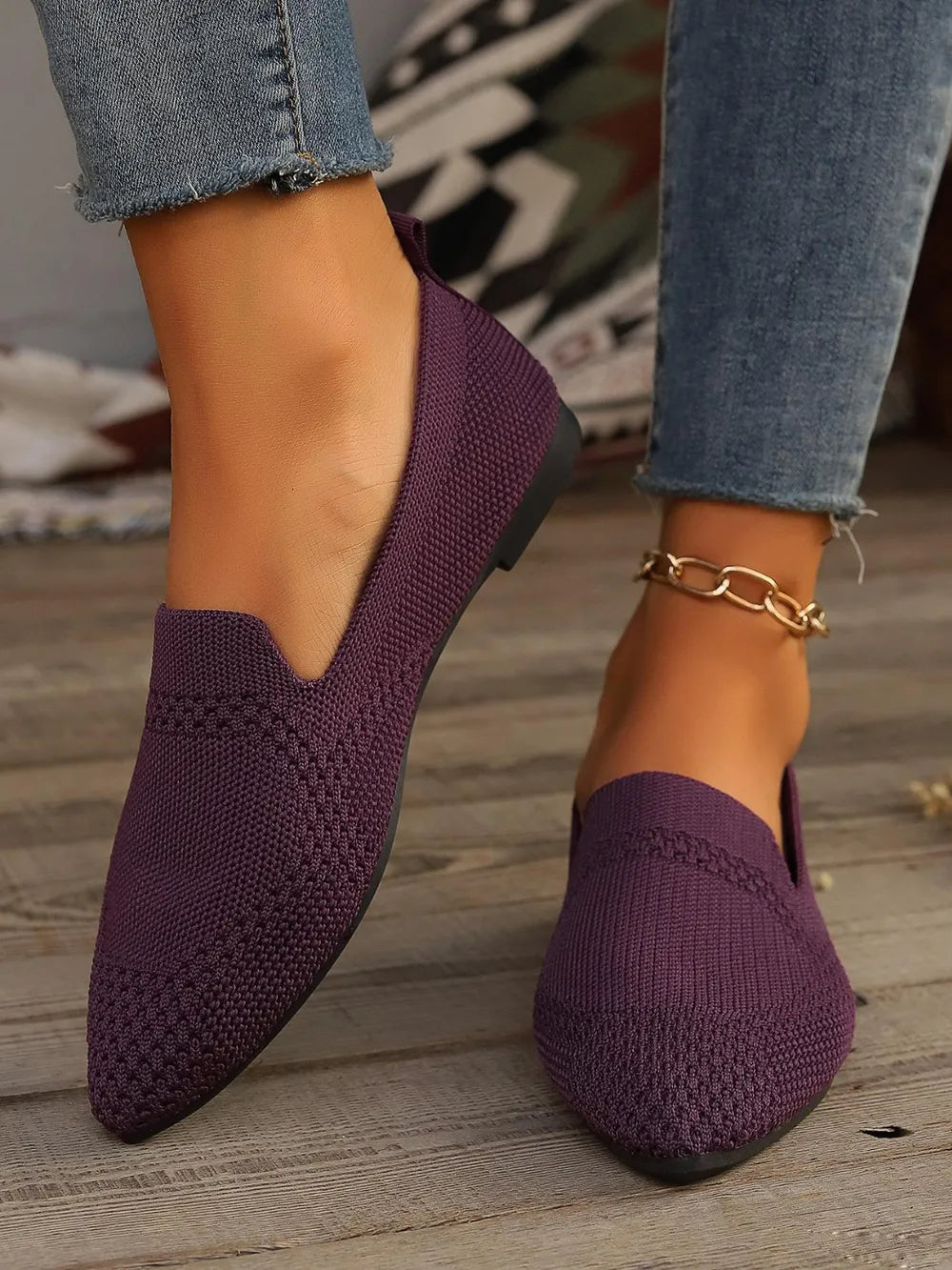 Point Toe Mesh Flats Slip-ons