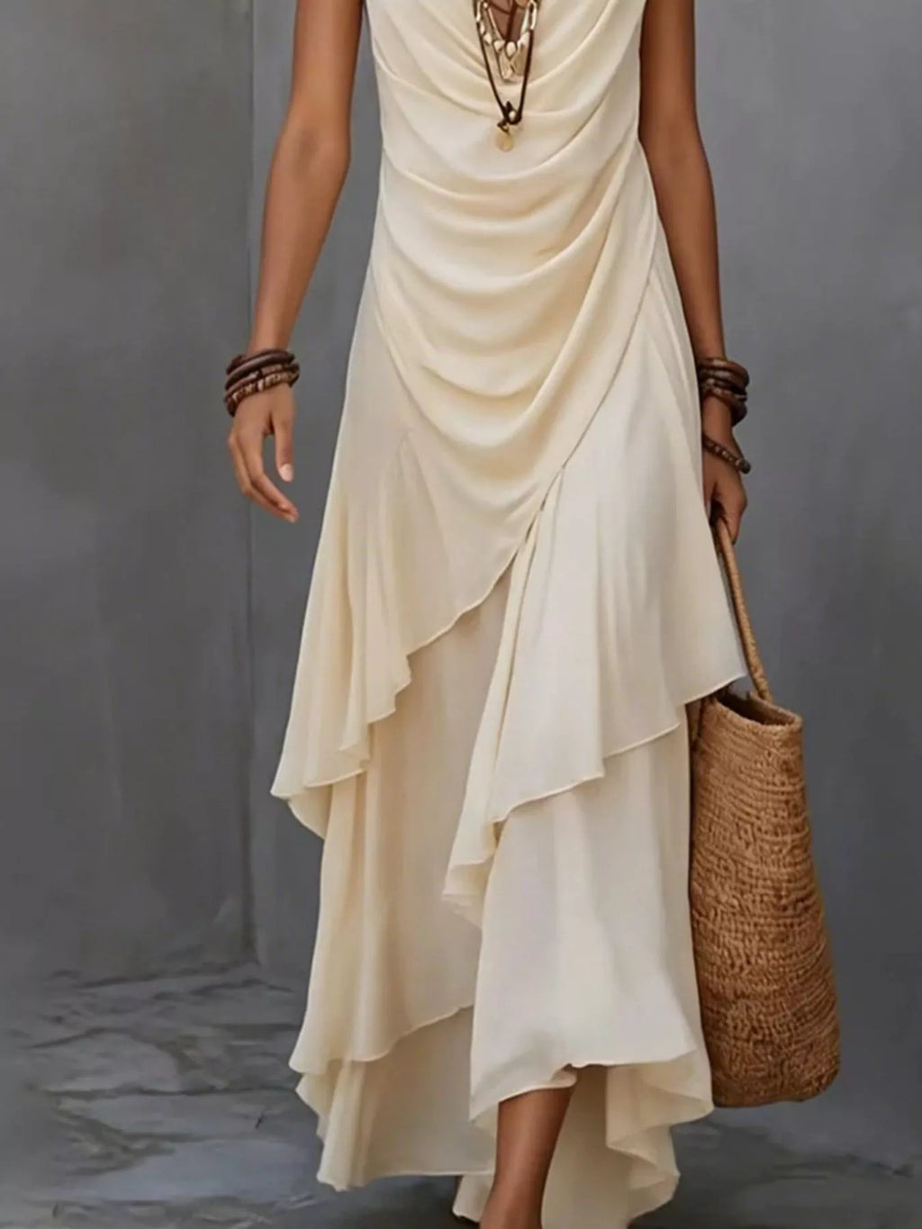 Sleeveless Layered Ruffle Hem Maxi Dress (6)