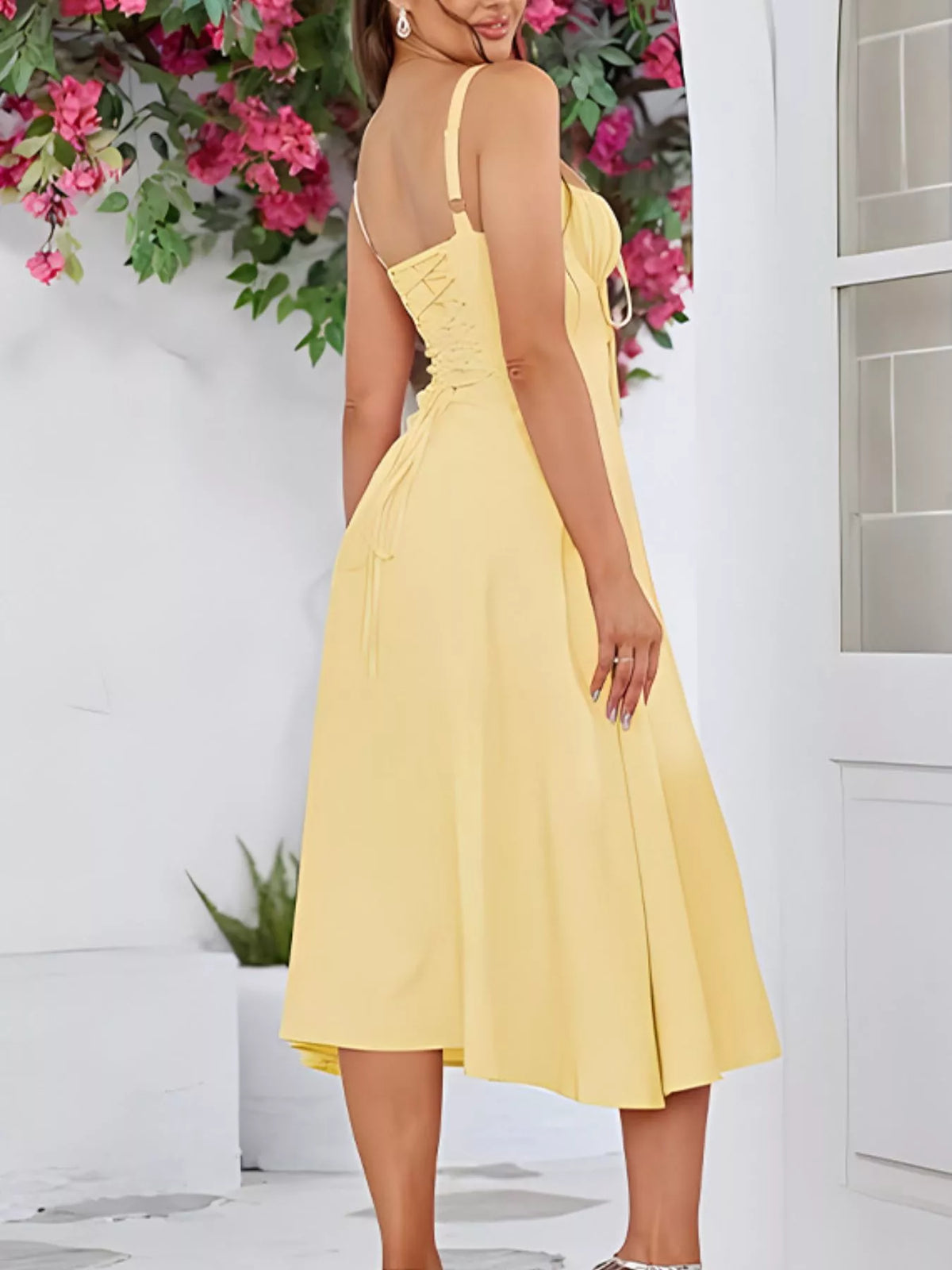 Tie-front A-line Midi Dress (6)
