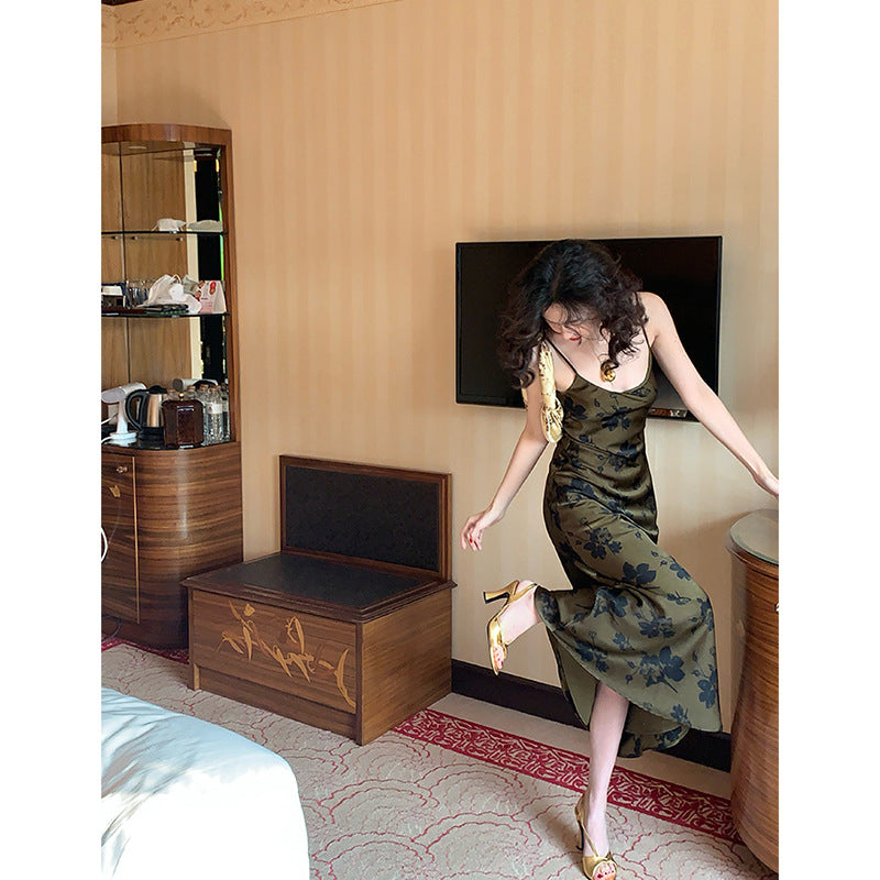 Printed Suspender Fishtail Midi Dress photo 7