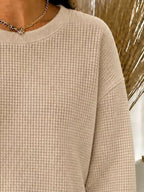 Full Size Waffle Knit Crewneck Sweatshirt Plus (14)