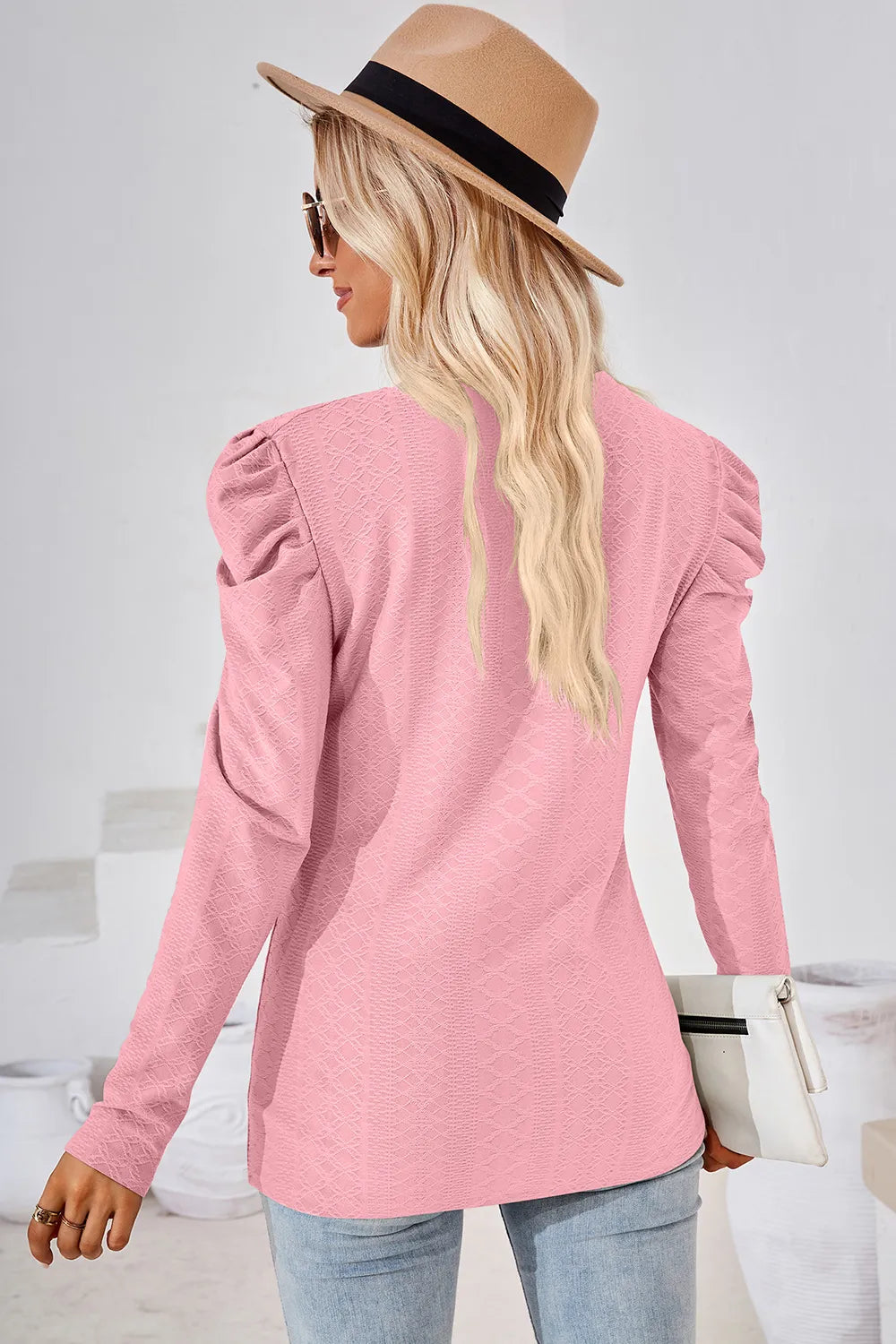 Round Neck Puff Sleeve Blouse (15)