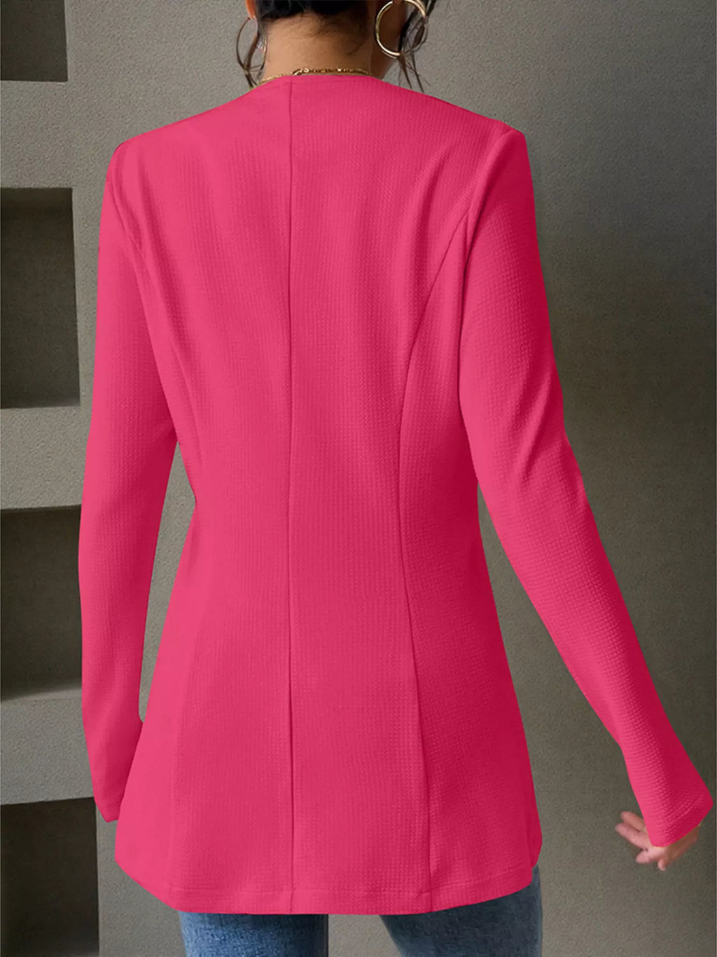 One Button Long Sleeve Blazer (4)