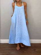 Full Size Ruched Cami Maxi Dress Pockets Plus (8)