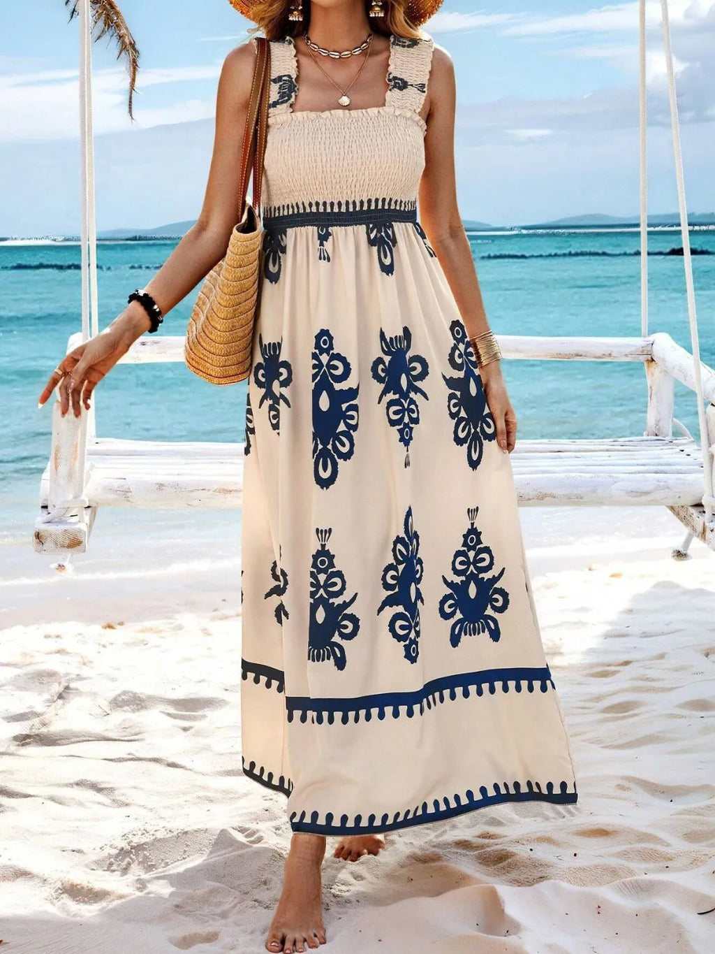 Smocked Printed Wide Strap Maxi Dress (16)