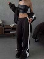 Contrast Side Stripe Zip Up Top Pants Set (3)
