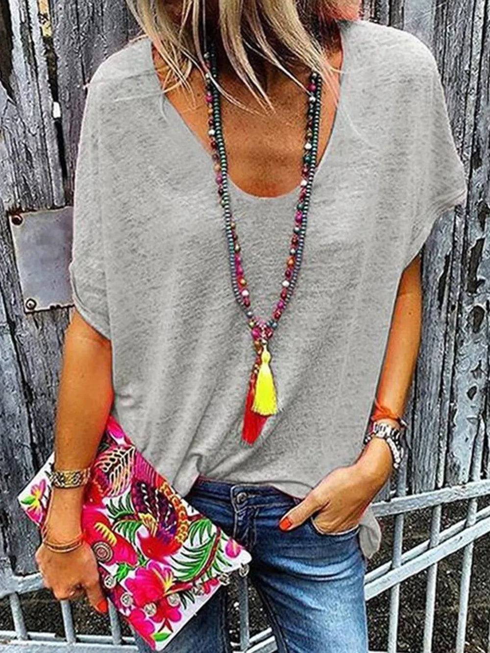 Full Size Scoop Neck Short Sleeve T-shirt