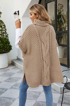 Cable-knit Turtleneck Slit Sweater (2)