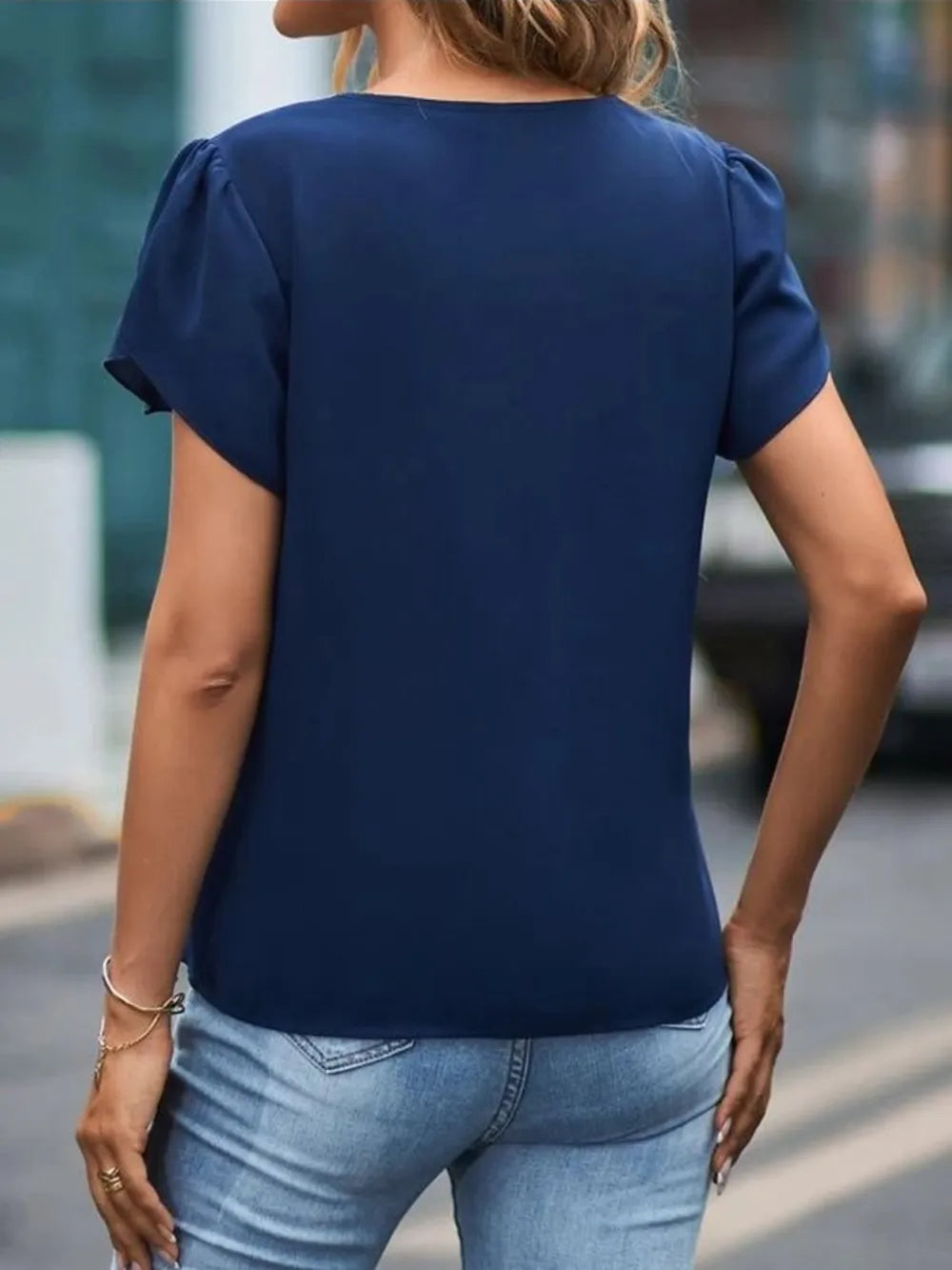 V-neck Petal Sleeve Blouse (22)