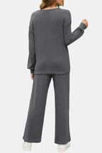 Round Neck Long Sleeve Top Pants Set (2)