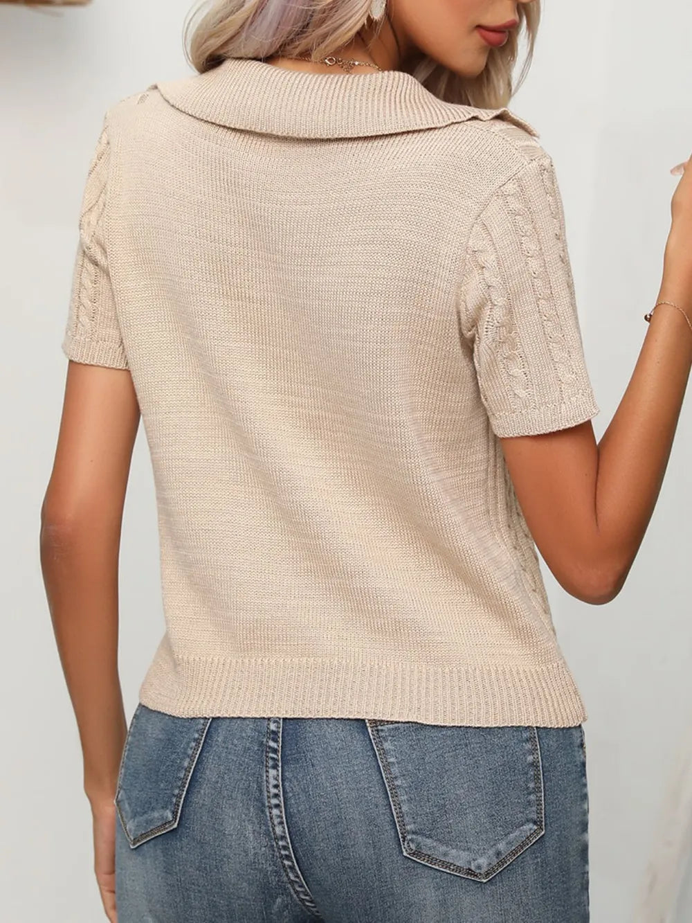 Cable Knit Short Sleeve Top (4)