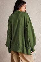 Exposed Seam Side Slit Long Sleeve Sweatshirt (2)