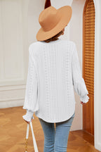 Notched Neck Flounce Sleeve Blouse (6)