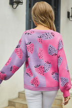 Printed V-neck Button-down Long Sleeve Cardigan (13)
