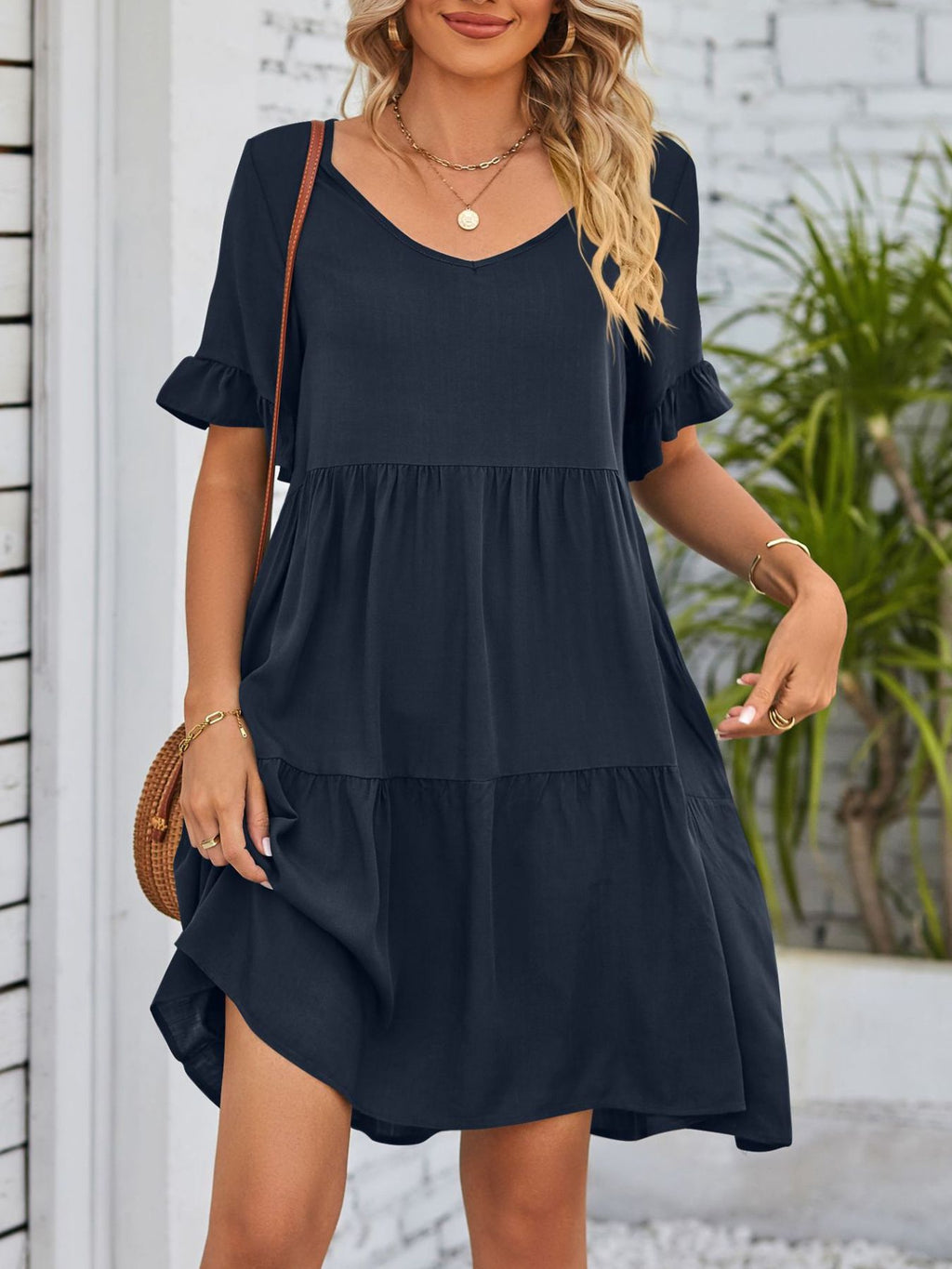 Ruffled Sleeve Tiered Mini Dress (24)