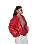 Versatile Faux-leather Bomber Jacket photo 3