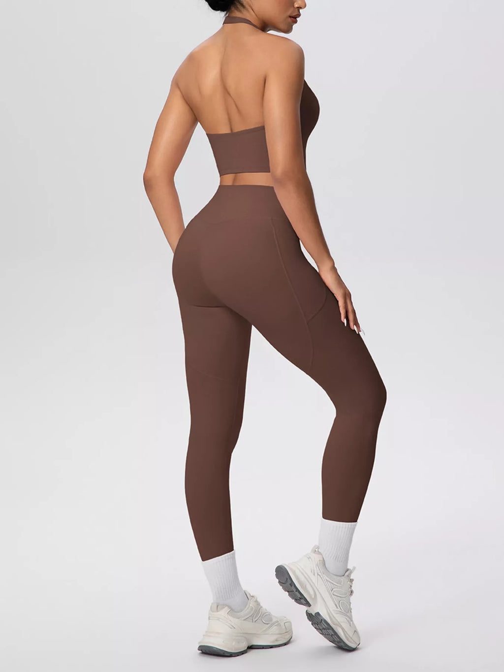 Halter Neck Crop Top High-waisted Leggings Active Set (6)