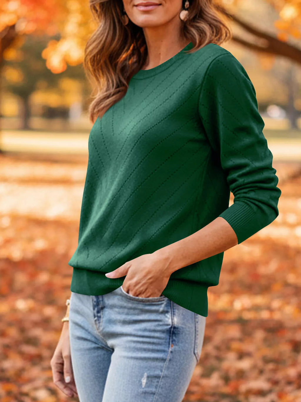 Openwork Round Neck Sweater (20)