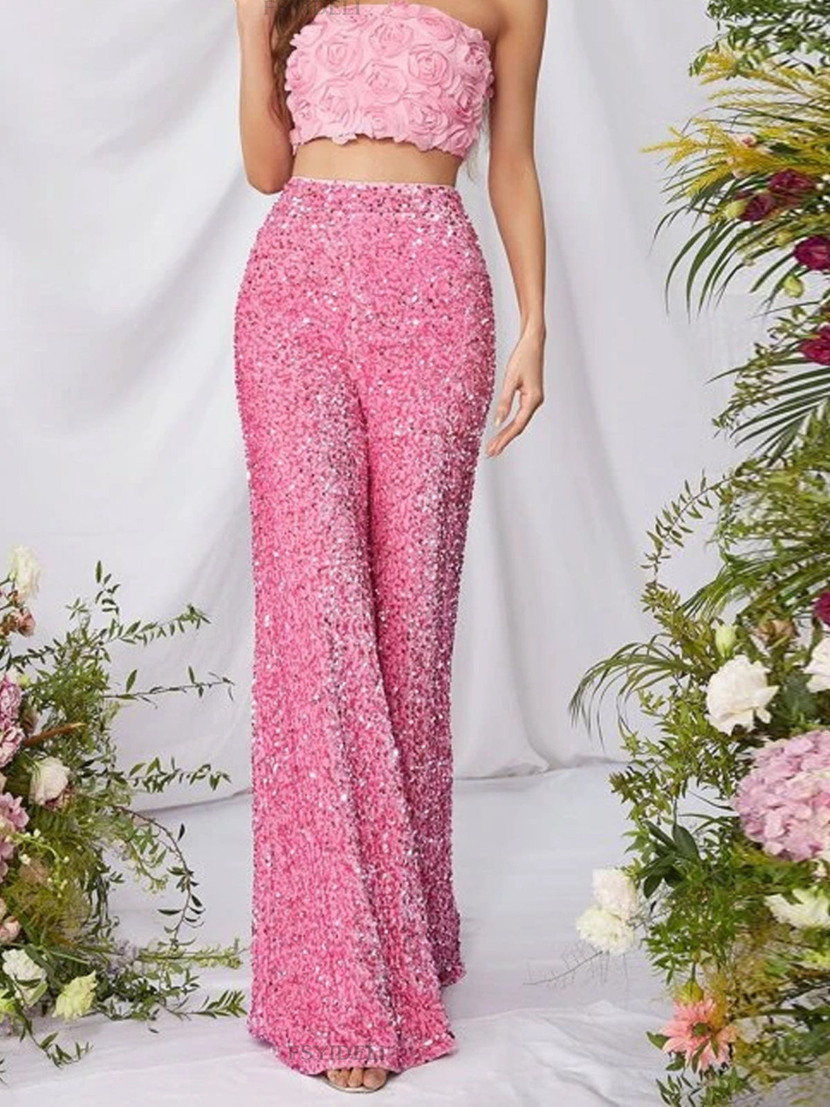 Sequin Embellished Wide Leg Pants (6)