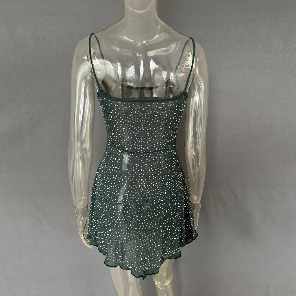 Rhinestone Decor Mini Cami Dress (34)