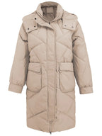Long Sleeve Longline Hooded Winter Coat Pockets (7)