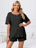 Notched Short Sleeve Shorts Lounge Set