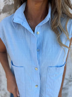 Full Size Textured Button-front Sleeveless Shirt Plus (8)