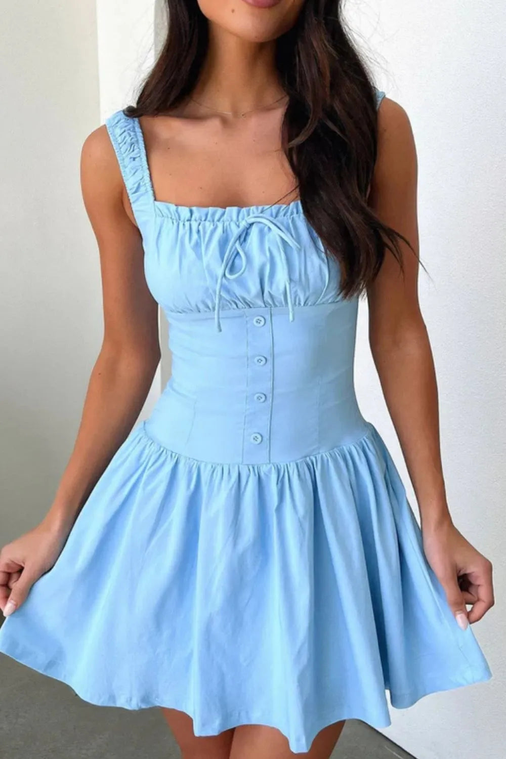 Decorative Button Square Neck Cami Dress (11)