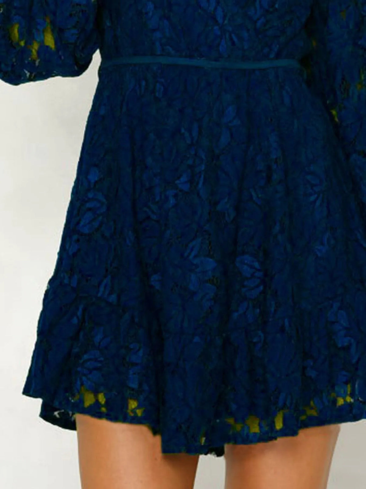 Lace V-neck Long Sleeve Mini Dress (12)