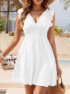 V-neck Smocked Waist Mini Dress (19)
