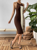 Leopard Block Cutout Sleeveless Knee-length Dress (8)