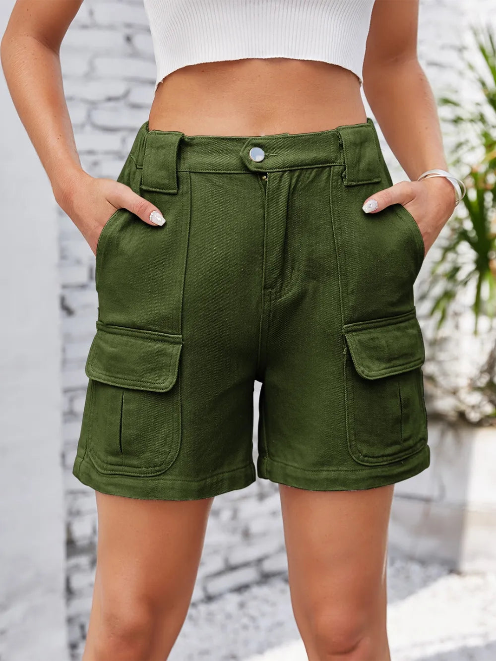 High Waist Washed Denim Shorts (11)