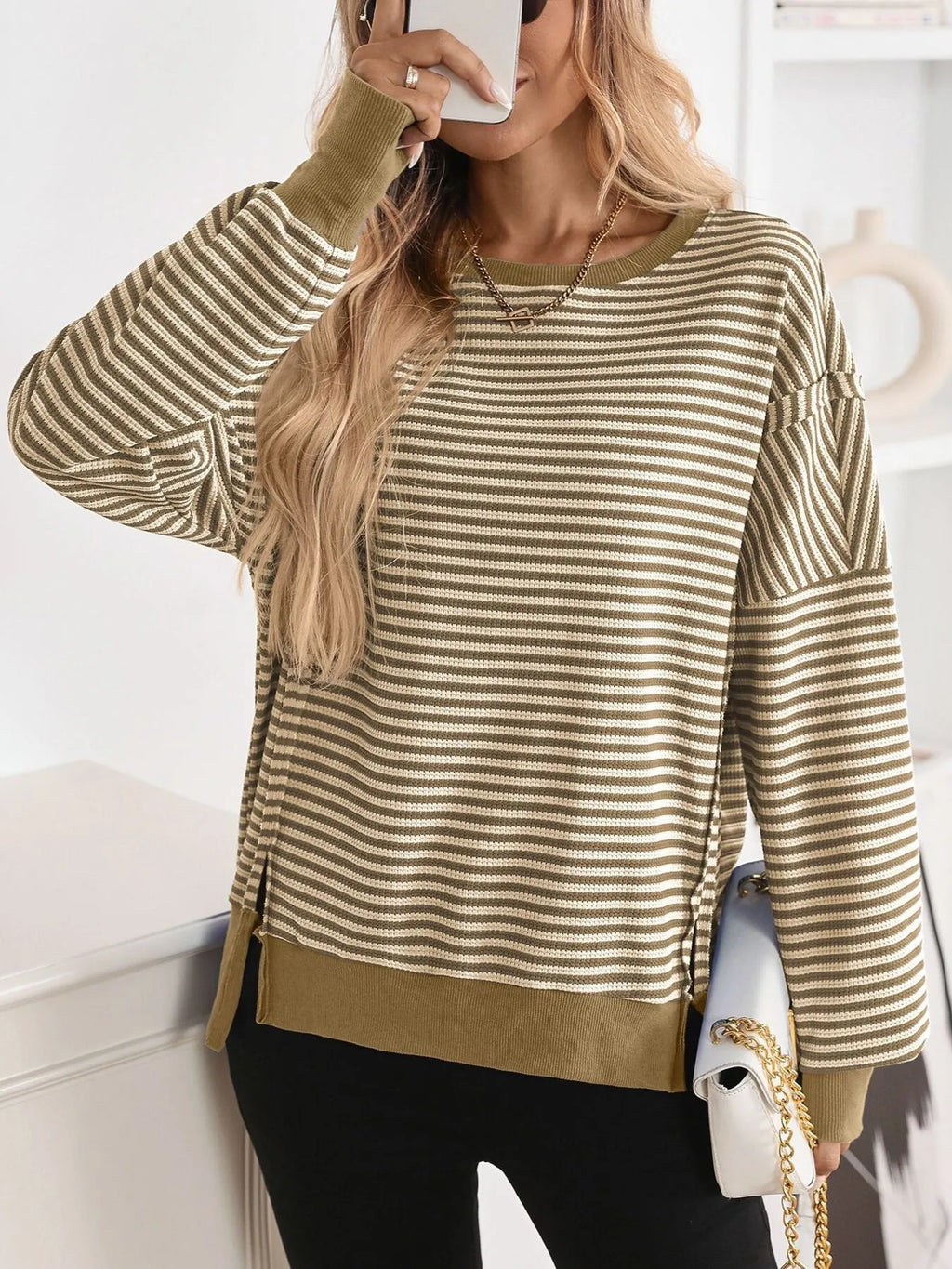 Exposed Seam Striped Contrast Sweatshirt (14)