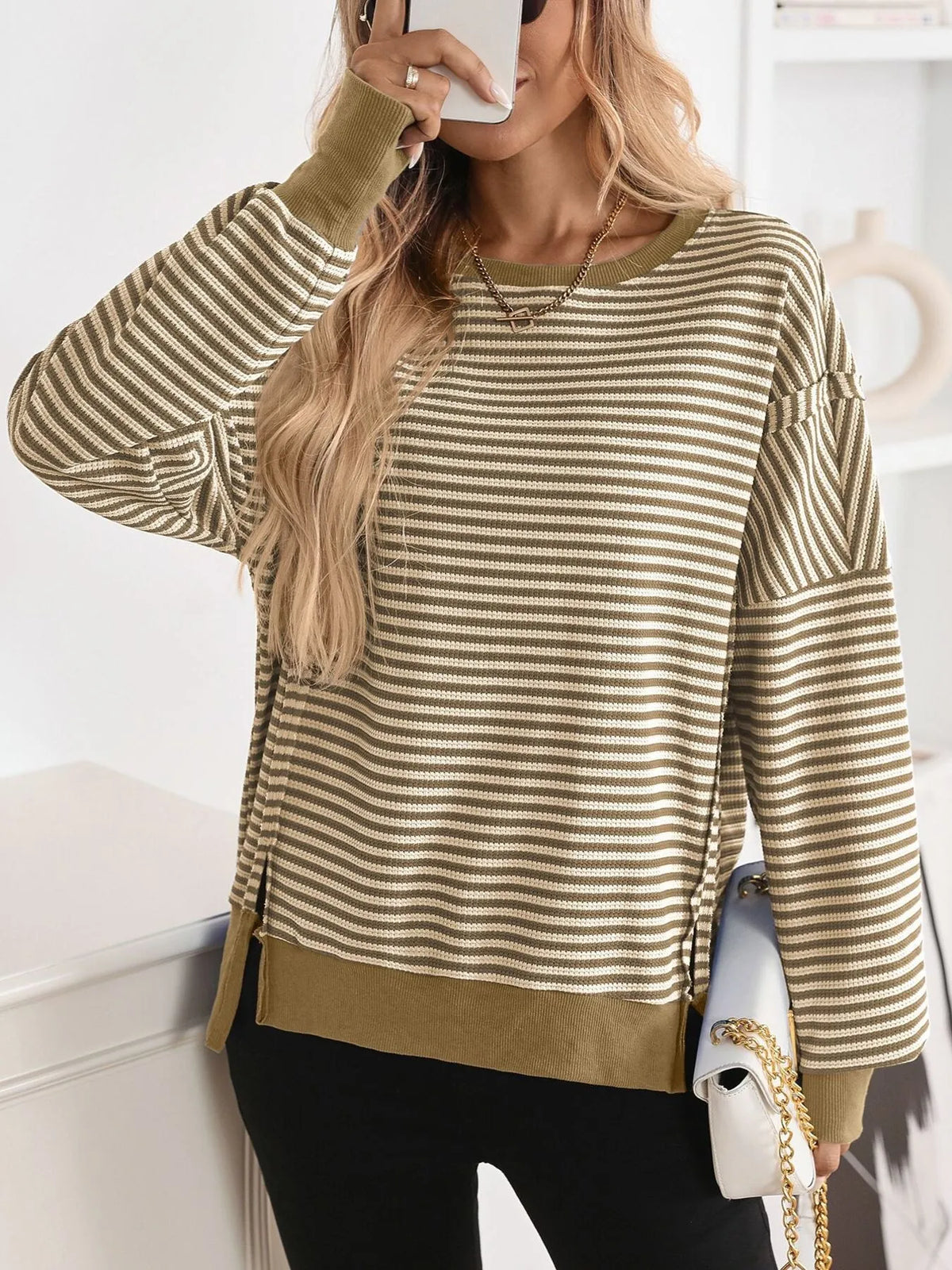 Exposed Seam Striped Contrast Sweatshirt (14)