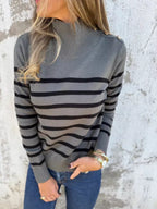 Full Size Striped Turtleneck Long Sleeve Sweater Plus (14)