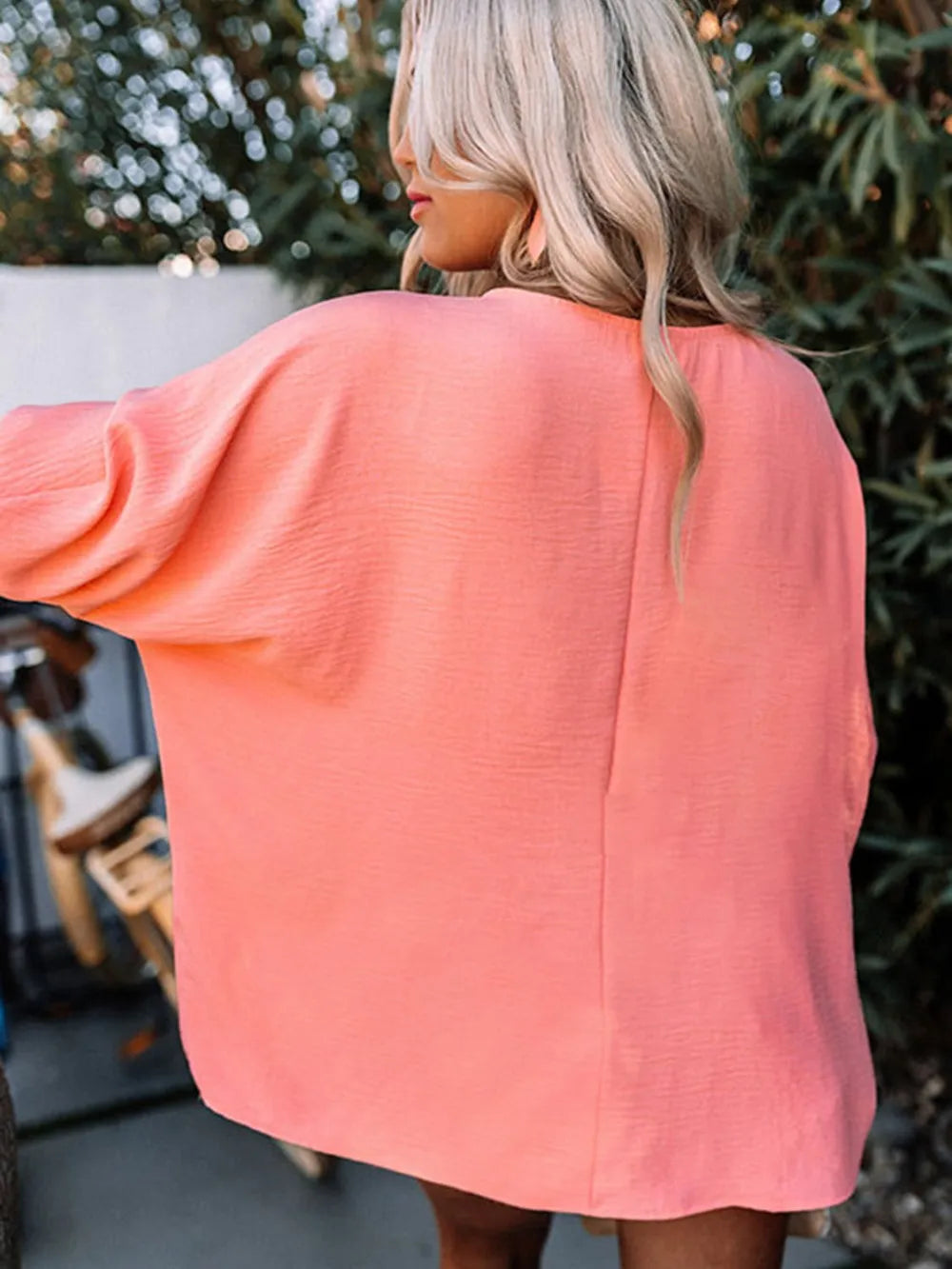 Round Neck Three-quarter Sleeve Blouse (15)