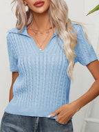 Cable Knit Short Sleeve Top (12)