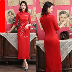 Silk Embroidered Long Cheongsam variant CJLY168603401AZ|CJLY168603402BY|CJLY168603403CX|CJLY168603404DW|CJLY168603405EV|CJLY168603406FU|CJLY168603407GT|CJLY168603408HS