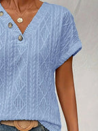 Textured V-neck Short Sleeve Top (18)