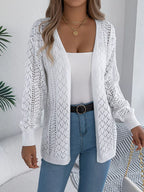 Openwork Open-front Long Sleeve Cardigan (16)
