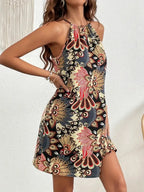 Printed Grecian Neck Mini Dress (4)