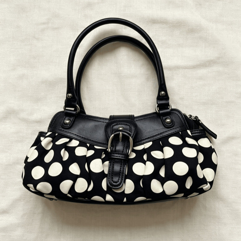 Retro Black-and-white Polka-dot Underarm Shoulder Bag variant CJNS307846901AZ