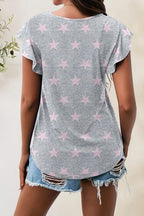 Printed Round Neck Short Sleeve T-shirt (15)